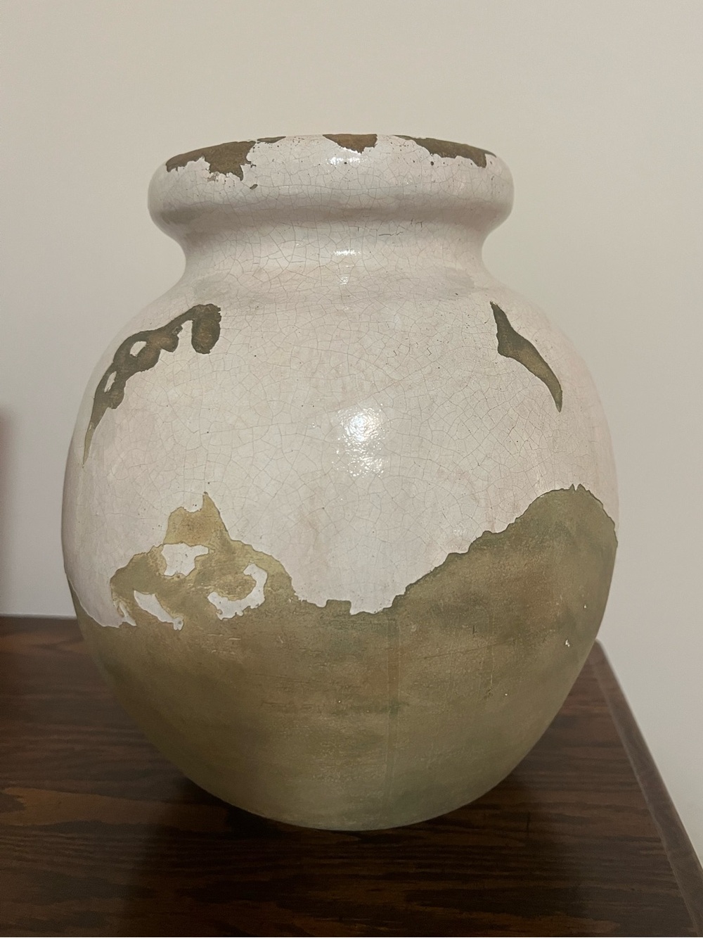 Pottery Barn Large Tuscany Glaze Terracotta Urn - Terra Cotta Jug Jar White Vase - Picture 5 of 7